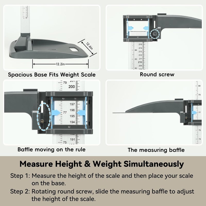 ta da Height Measurement Portable Stadiometer Height Rod 8-85 inch/20-217 cm Unit with cm & inch, Accurate Scale Height Measuring Tool with Precision Adjustment for Office Home Adults - Image 3
